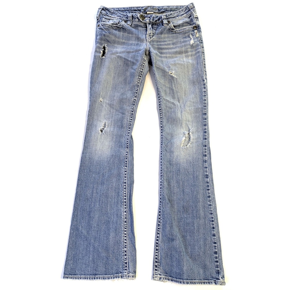 Silver Jeans Tuesday Low Rise Bootcut Distressed Denim W28 L31 L1425SWK177